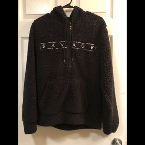 Black Sherpa zip up sweater